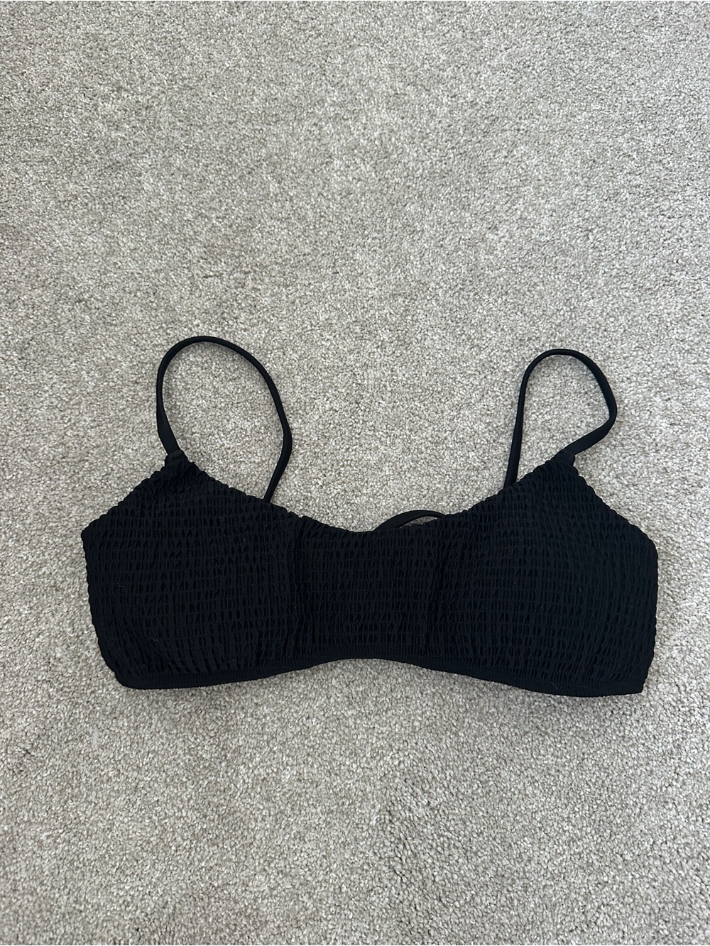 Hollister Black Smocked Bikini Top Adjustable